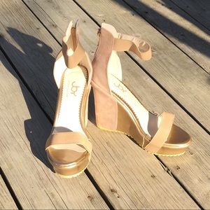 Sexy open toe back zipper wedge sandals
